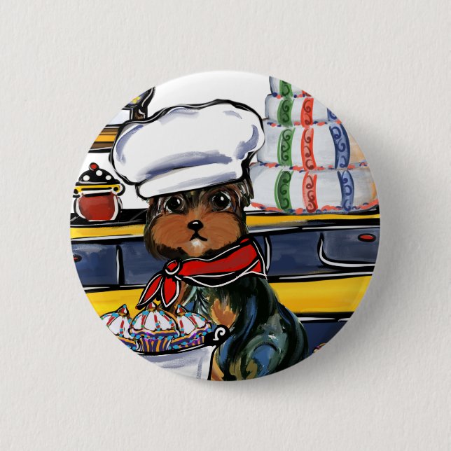 Badge Rond 5 Cm Yorkie Poo chef (Devant)