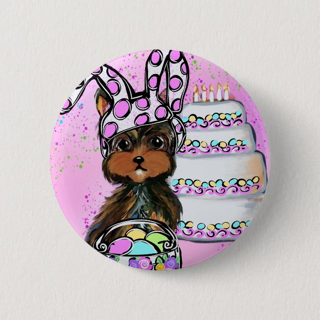 Badge Rond 5 Cm Yorkie Poo Easter (Devant)