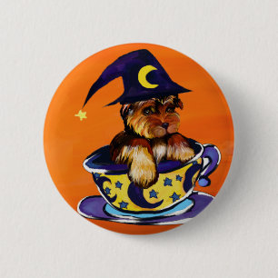 Badge Rond 5 Cm Yorkie Poo Halloween
