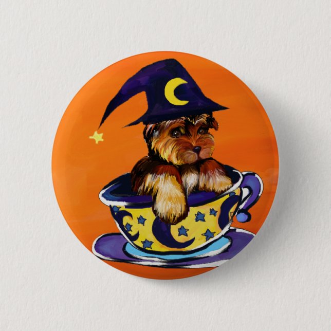 Badge Rond 5 Cm Yorkie Poo Halloween (Devant)