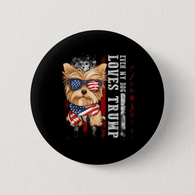 Badge Rond 5 Cm Yorkshire Terrier Chien Yorkie Même Mon Chien Aime (Devant)