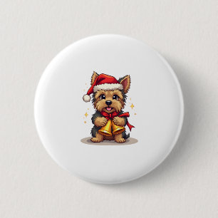 Badge Rond 5 Cm Yorkshire Terrier Christmas Bells