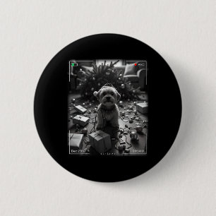 Badge Rond 5 Cm Yorkshire Terrier de Noël pris en photo