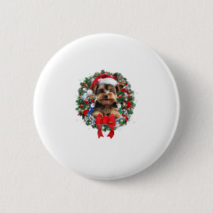 Badge Rond 5 Cm Yorkshire Terrier Décor de couronne de Noël Noël N