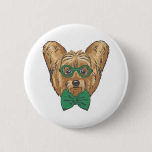 Badge Rond 5 Cm Yorkshire Terrier Hipster
