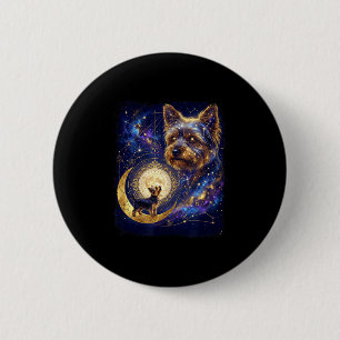 Badge Rond 5 Cm Yorkshire terrier hurle à la lune mème 90s