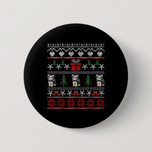 Badge Rond 5 Cm Yorkshire Terrier Noël Famille moche Noël