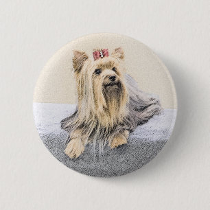 Badge Rond 5 Cm Yorkshire Terrier Peinture - Cute Original Chien A