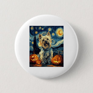 Badge Rond 5 Cm Yorkshire terrier Yorkie Chien de van gogh starry 