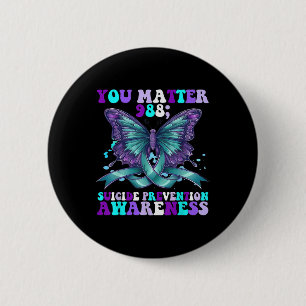 Badge Rond 5 Cm You 988 Papillon de sensibilisation à la préventio