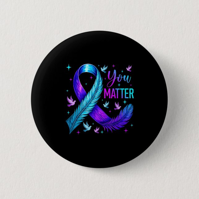 Badge Rond 5 Cm You Ribbon Bird Suicide Prevention Awareness  (Devant)