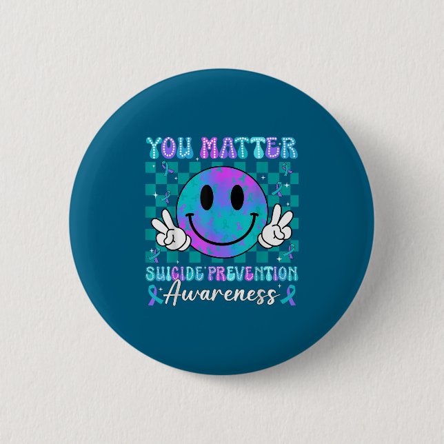 Badge Rond 5 Cm You Ribbon Suicide Prevention Awareness Women Men  (Devant)