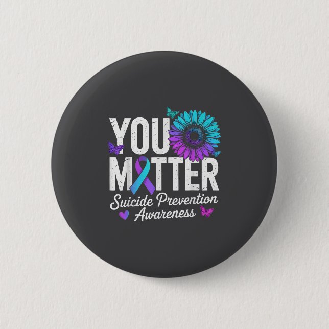Badge Rond 5 Cm You Suicide Prevention Awareness Teal &amp; Purple (Devant)