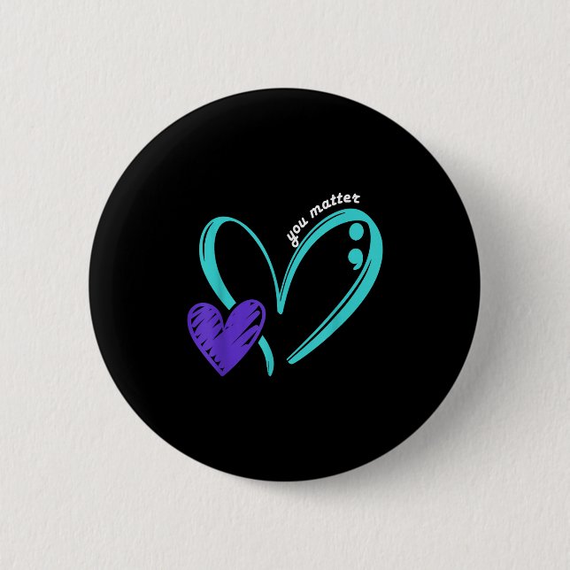 Badge Rond 5 Cm You Suicide Prevention Awareness Teal Purple Heart (Devant)