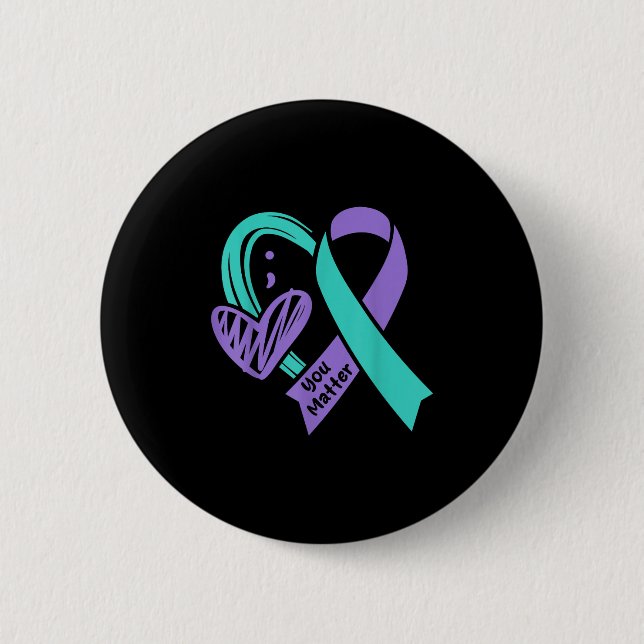 Badge Rond 5 Cm You Suicide Prevention Awareness Teal Purple Heart (Devant)