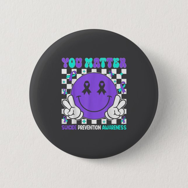 Badge Rond 5 Cm You Suicide Prevention Awareness Teal Purple Ribbo (Devant)