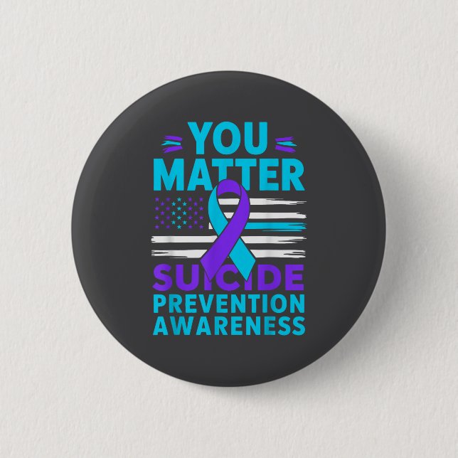 Badge Rond 5 Cm You Suicide Prevention Awareness Teal Purple Ribbo (Devant)