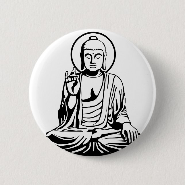 Badge Rond 5 Cm Young Buddha No.1 (black) (Devant)