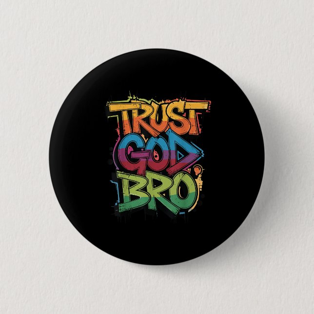Badge Rond 5 Cm Youth Trust God Bro Funny Christian Boy Son Brothe (Devant)