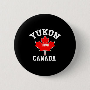 Badge Rond 5 Cm Yukon Canada Est 1898 T Shirt Patriotique 