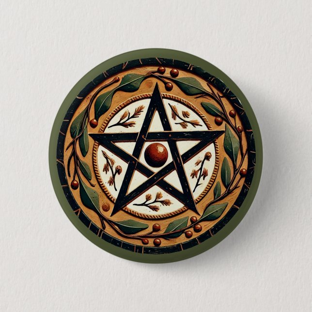 Badge Rond 5 Cm Yule Pentacle (Devant)