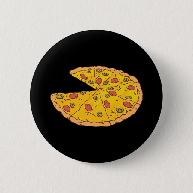 Badge Rond 5 Cm Yummy en découpe de pizza dessin (Devant)