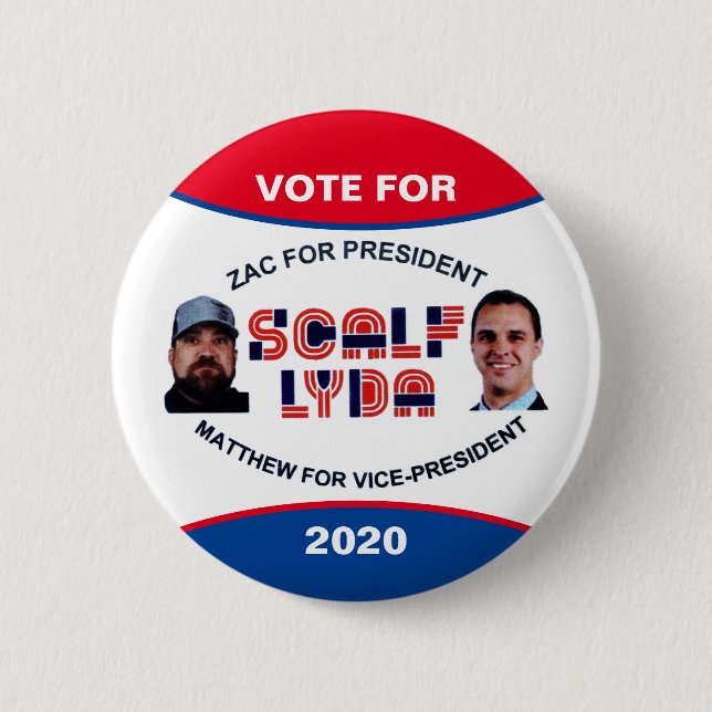 Badge Rond 5 Cm Zac Scalf pour le président 2020 (Devant)