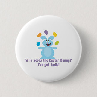 Badge Rond 5 Cm Zadie est mon lapin de Pâques