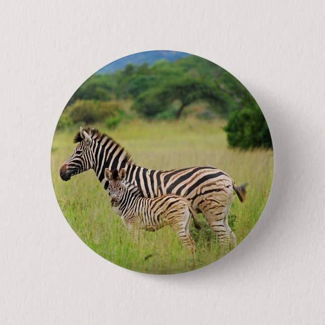Badge Rond 5 Cm Zebra bébé et maman (Devant)