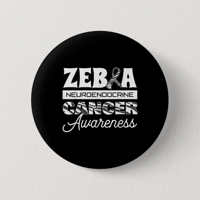 Badge Rond 5 Cm Zebra Neuroendocrine Cancer Sensibilisation Ruban  (Devant)