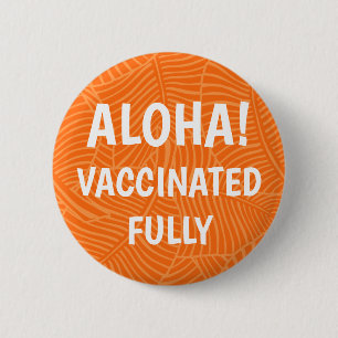 Badge Rond 5 Cm Zebra Palm Hawaiian Aloha Vacciné Orange