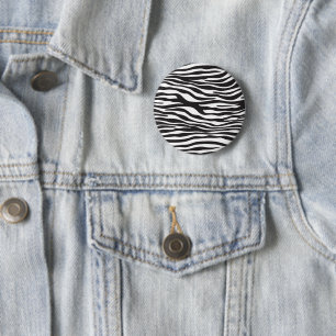 Badge Rond 5 Cm Zebra Print, Zebra Stripes, Noir Et Blanc