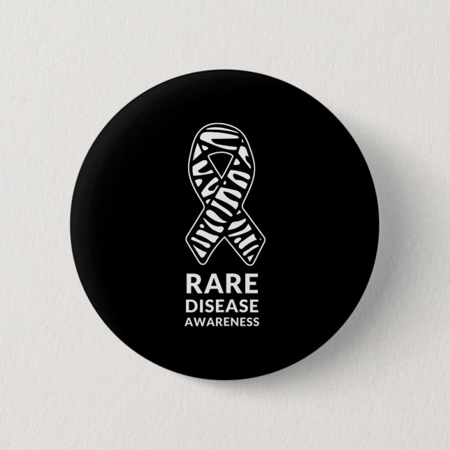 Badge Rond 5 Cm Zebra Ribbon Sensibilisation Rare Maladie Minimali (Devant)