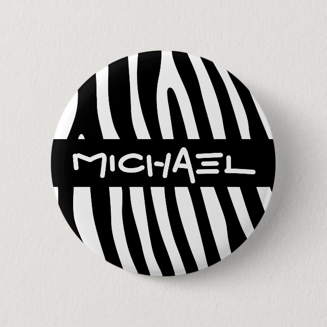 Badge Rond 5 Cm Zebra stripes pattern black & white + your ideas (Devant)