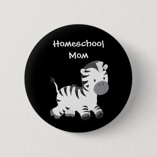 Badge Rond 5 Cm Zebra thème Homeschool Maman