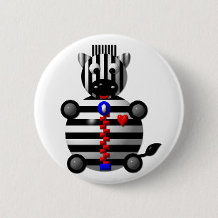 Badge Rond 5 Cm Zèbre avec fermeture éclair