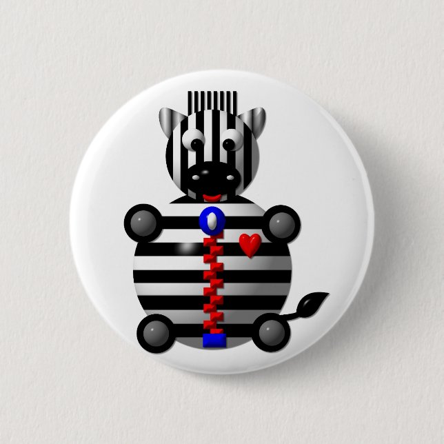 Badge Rond 5 Cm Zèbre avec fermeture éclair (Devant)