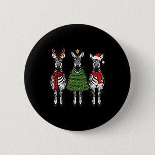 Badge Rond 5 Cm Zèbre de Noël rétro Santa Renne Safari Animal