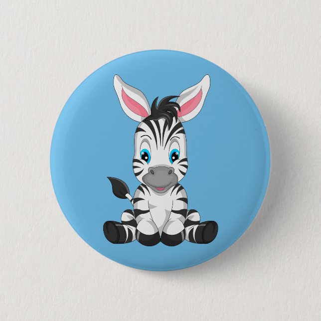 Badge Rond 5 Cm Zèbre mignon de bande dessinée (Devant)