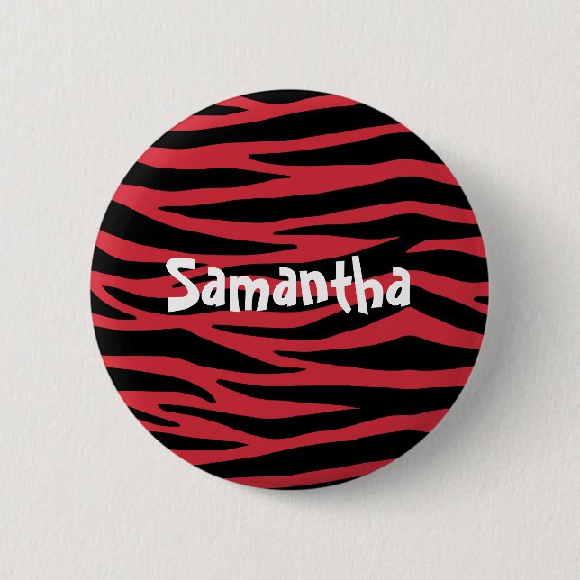 Badge Rond 5 Cm Zèbre noir et rouge (Devant)