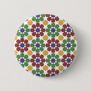 Badge Rond 5 Cm zellige Motif Marocain Céramique Art traditionnel