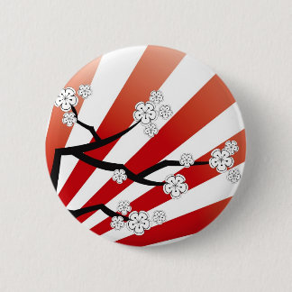 Badge Rond 5 Cm Zen blanc de fleurs de fleurs de cerisier de lever