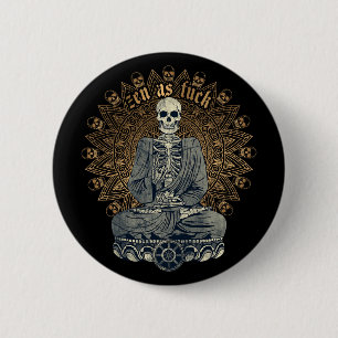 Badge Rond 5 Cm Zen Drôle de squelette de yoga bouddhiste de médit