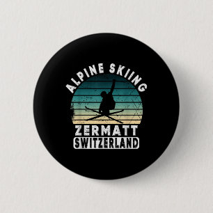 Badge Rond 5 Cm Zermatt Ski alpin Suisse Montagnes Suisse