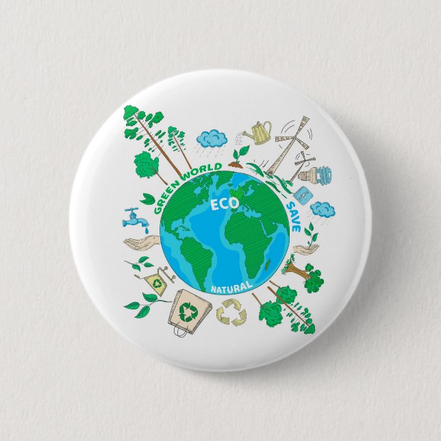 Badge Rond 5 Cm  Zéro déchets| Soutien écologique durable (Devant)