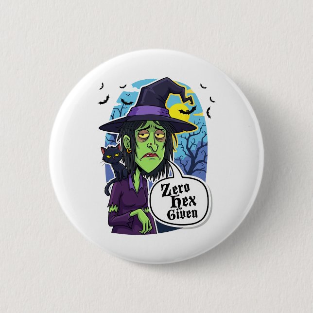 Badge Rond 5 Cm Zéro Hex Donné Drôle Sorcière Halloween Costume Te (Devant)