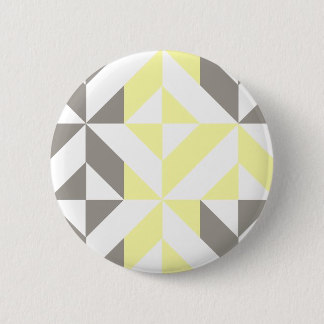 Badge Rond 5 Cm ZigZag géométrique jaune et argent (Devant)
