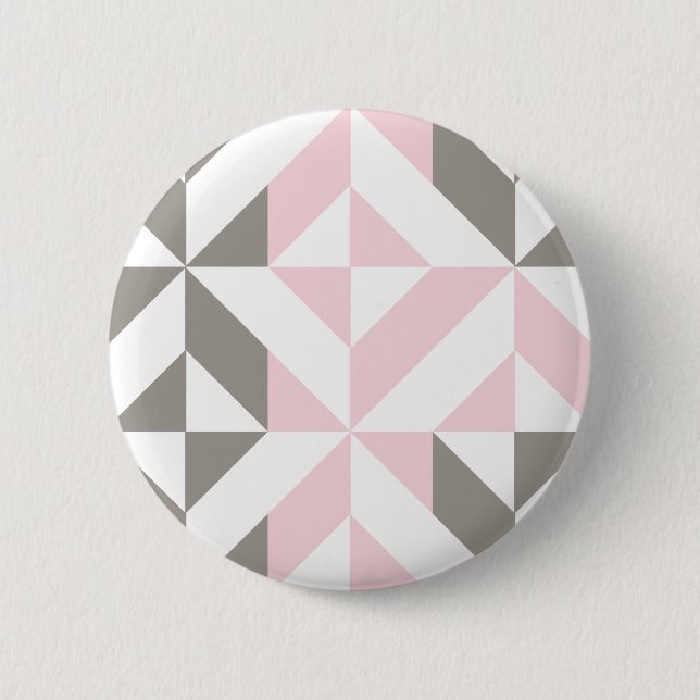Badge Rond 5 Cm ZigZag géométrique rose et argent (Devant)