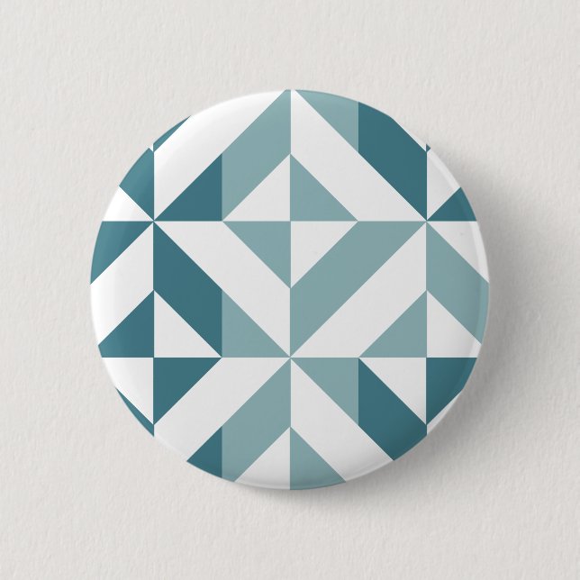 Badge Rond 5 Cm ZigZag géométrique vert turquoise à deux tons (Devant)