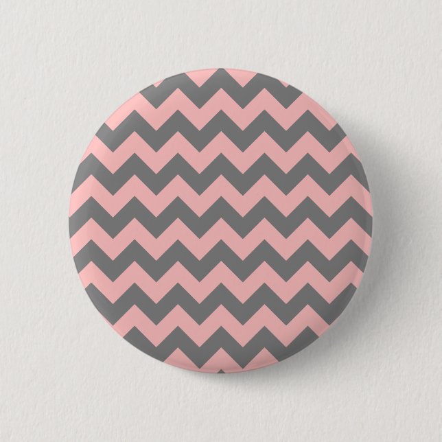 Badge Rond 5 Cm Zigzag rose et gris (Devant)